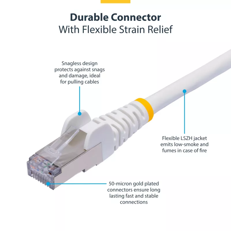 StarTech.com 3m balts CAT8 Ethernet kabelis, bezķēdes RJ45, 25G/40G, 2000MHz, 100W PoE++, S/FTP, 26AWG tīrs vara vads, LSZH, ekranēts tīkla savienojuma vads ar sprieguma atslogotājiem, individuāli testēts