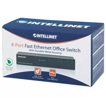 Intellinet 8-Portu Fast Ethernet biroja slēdzis, metāla korpuss, IEEE 802.3az