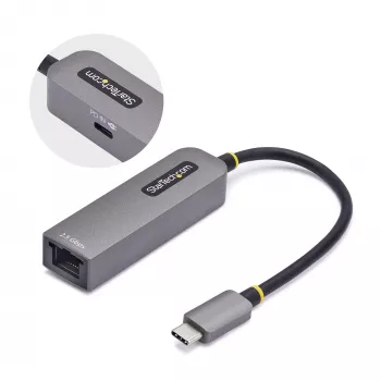 StarTech.com USB-C uz Ethernet adapteris, 2.5GbE, 100W PD caurlaide, NBASE-T, USB 3.0 Type-C, 2.5/1G daudzātrumu tīkls, saderīgs ar Thunderbolt, Windows un Mac