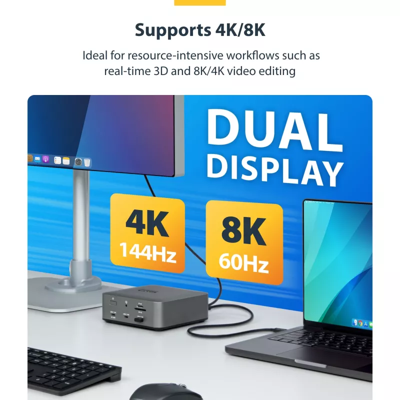 StarTech.com Thunderbolt 5 kabelis, 80cm, 80Gbps/līdz 120Gbps, 240W PD, 8K 60Hz, sertificēts, saderīgs ar Thunderbolt 4/USB4/USB-C