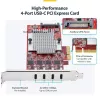 StarTech.com 4-Port USB Type-C PCIe karte, USB 3.2 10Gbps, USB-C PCI Express paplašināšanas karte, 4 neatkarīgi USB kontrolleri, Windows/Linux/macOS, TAA atbilstoša