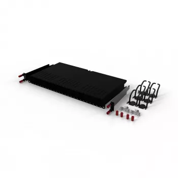 PATCHBOX .one PONEFRAME komutācijas paneļa korpuss līdz 24 kasetēm, ar montāžas sliedēm, tērauds, melns RAL 9005