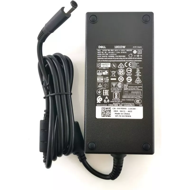 Dell 180W maiņstrāvas barošanas adapteris iekštelpām, melns