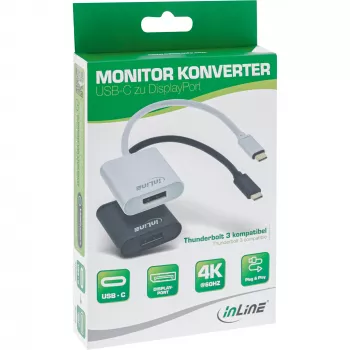 USB-C uz DisplayPort pārveidotājs InLine 64102B vīrišķais USB-C uz DisplayPort 4K/60Hz
