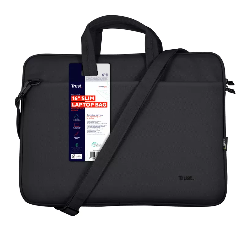 Trust Bologna 40.6 cm (16 collu) augšējās iekraušanas somiņa Melna