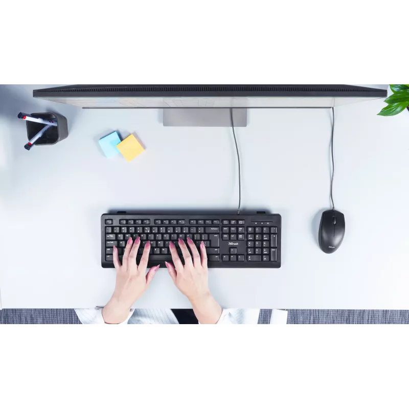 Trust TK-150 tastatūra Office USB QWERTZ Melna
