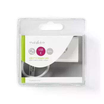 Nedis CCGB64651WT02 USB-C uz HDMI adapteris USB 3.2 Gen1, 0,20 m, niķelēts, PVC, balts