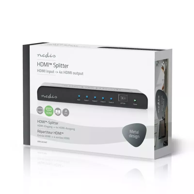 Video sadalītājs Nedis VSPL3474AT 4x HDMI 4K@60Hz