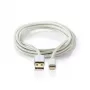 Nedis CCTB39300AL30 USB A–Lightning kabelis 3 m alumīnija