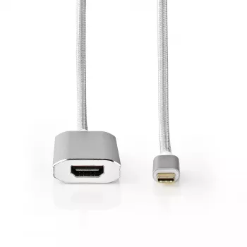 Nedis CCTB64680AL20 video kabeļa adapteris 2 m HDMI Type A USB Type-C Sudrabs
