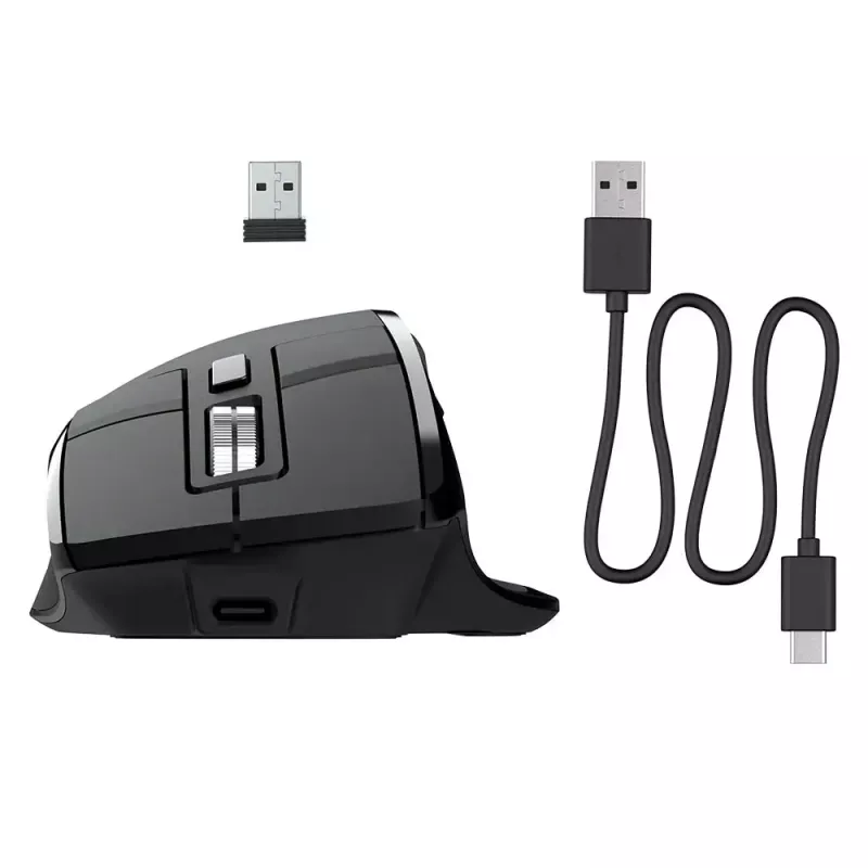 JLab Audio Epic Office bezvadu pele labajai rokai — Bluetooth + USB Type-A, optiskā 2400 DPI, 9 pogas, ritenītis, melna