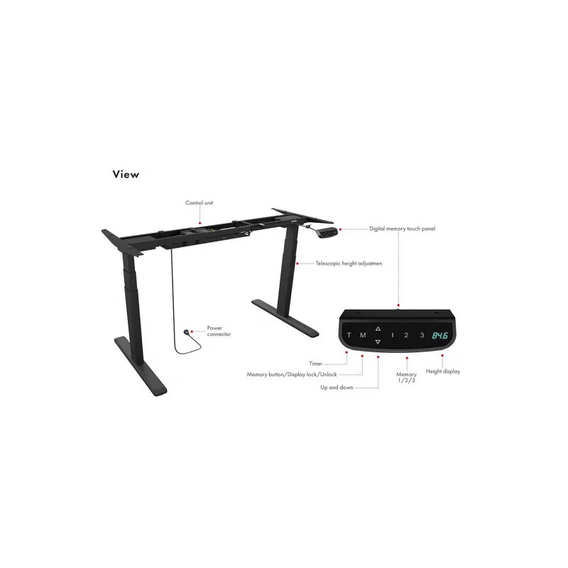 Elektriski regulējams galda rāmis ICY BOX IB-EW205B-T