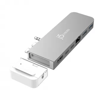 USB centrmezgls j5create JCD395 4K60 Elite Pro vadu USB4 ar MagSafe komplektu