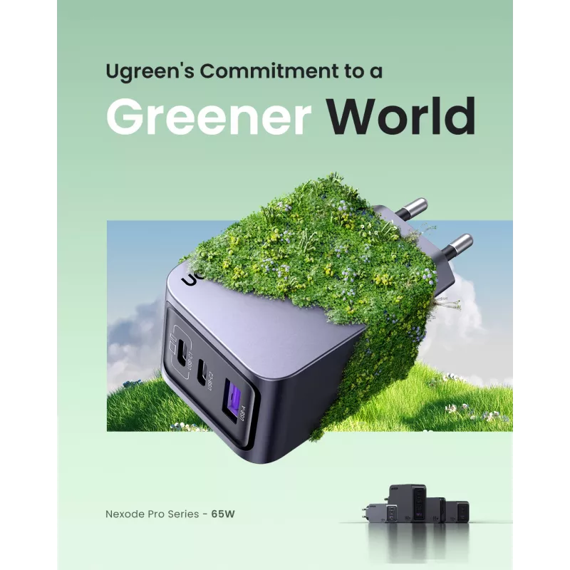 UGREEN 25871 universāls lādētājs Pelēks AC ātrā uzlāde iekštelpām