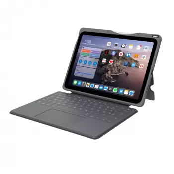 ASTAR DEQSTER Smart Rugged Touch Plus tastatūra iPad 10.9 collu — QWERTZ vācu, mehāniskie slēdži, Smart Connector doks, pelēka