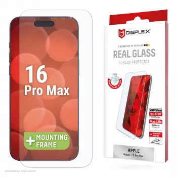 Displex Aizsargstikls (10H) Apple iPhone 16 Pro Max, EASY-ON® Eco Montāžas Rāmis, Izturīgs pret Skrāpējumiem