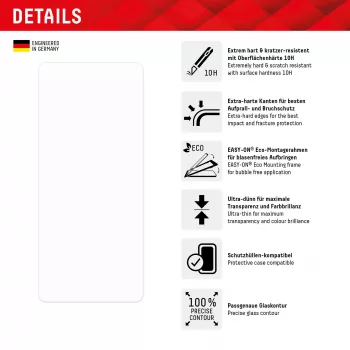 Displex ekrāna aizsargs (10H) Google Pixel 8a, EASY-ON® Eco Montāžas rāmis, izturīgs pret skrāpējumiem