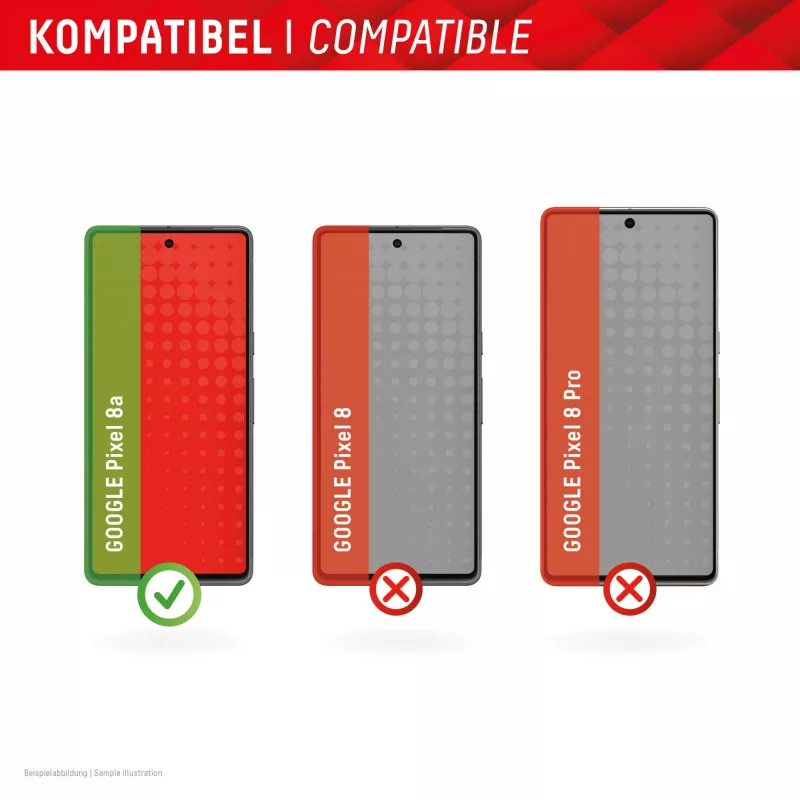 Displex ekrāna aizsargs (10H) Google Pixel 8a, EASY-ON® Eco Montāžas rāmis, izturīgs pret skrāpējumiem