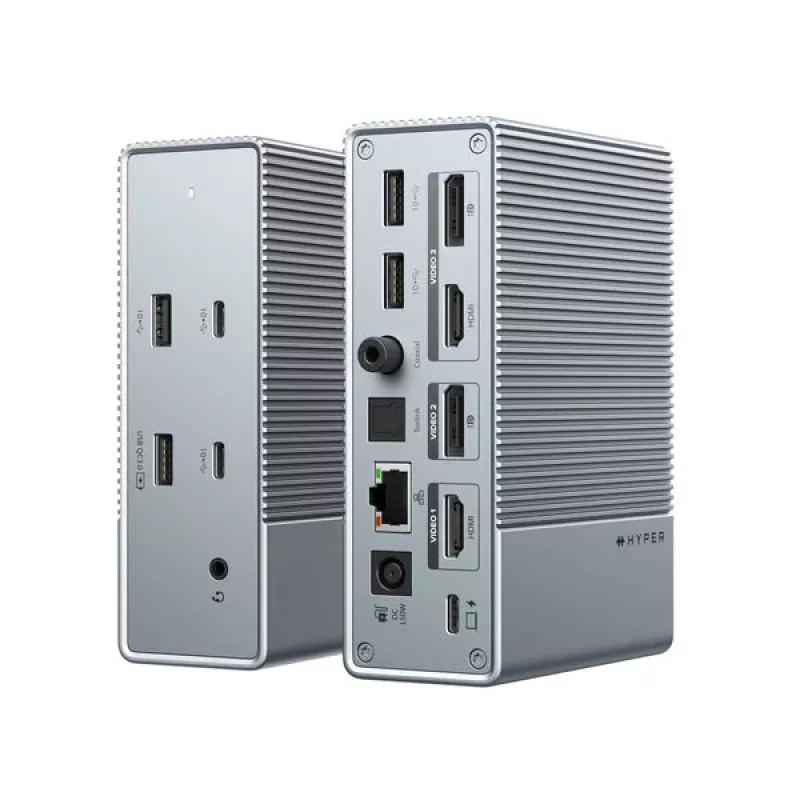 HyperDrive GEN2 HDG215-EUZ 15-in-1 USB-C dokošanas stacija, 2x HDMI, 2x DisplayPort, 100W Power Delivery, sudraba krāsā
