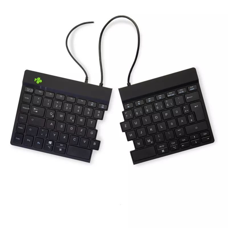 R-Go Tools ergonomiskā tastatūra R-Go Split Break v2 ar pārtraukuma programmatūru, ergonomiska sadalīta tastatūra, QWERTZ (DE), vadu, melna