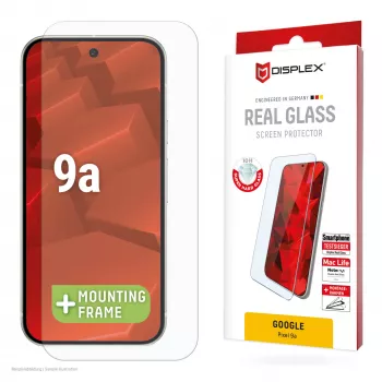 Displex ekrāna aizsargstikls (10H) Google Pixel 9a, EASY-ON® Eco montāžas rāmis, pret skrāpējumiem