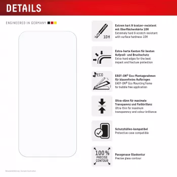 Displex ekrāna aizsargstikls (10H) Google Pixel 9a, EASY-ON® Eco montāžas rāmis, pret skrāpējumiem