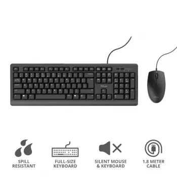 Trust Primo tastatūra ar peli Office USB vācu melna