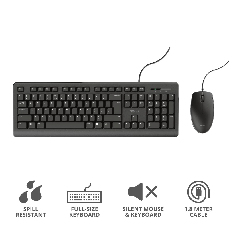 Trust Primo tastatūra ar peli Office USB vācu melna