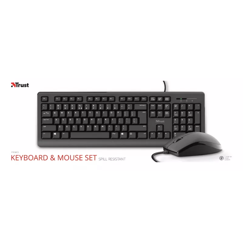 Trust Primo tastatūra ar peli Office USB vācu melna