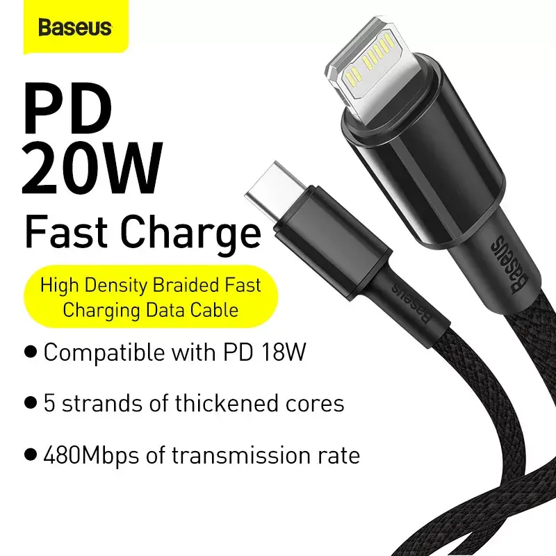 Baseus CATLGD-A01 2m Lightning kabelis melns