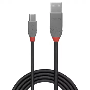 Lindy 1m USB 2.0 Type A uz Mini-B kabelis, Anthra Line