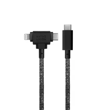USB kabelis Native Union Belt Cable Duo 1.5 m USB-C uz USB-C/Lightning Melns