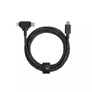 USB kabelis Native Union Belt Cable Duo 1.5 m USB-C uz USB-C/Lightning Melns