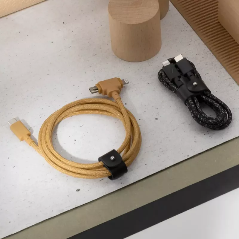 USB kabelis Native Union Belt Cable Duo 1,5 m USB-C uz USB-C/Lightning Dzeltena