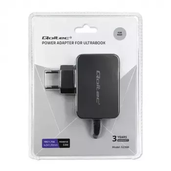 Lādētājs Qoltec 52408 iekštelpu AC klēpjdatoram 19V 2.1A melns