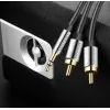 Audio kabelis Vention BCFBJ 2 x RCA uz 3.5 mm mini-jack, 5 m, melns, apzeltīti kontakti, PVC apvalks
