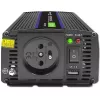 Strāvas invertors QOLTEC Monolith 600 W — 12 V uz 230 V, USB PD 18 W, auto/telpām, melns
