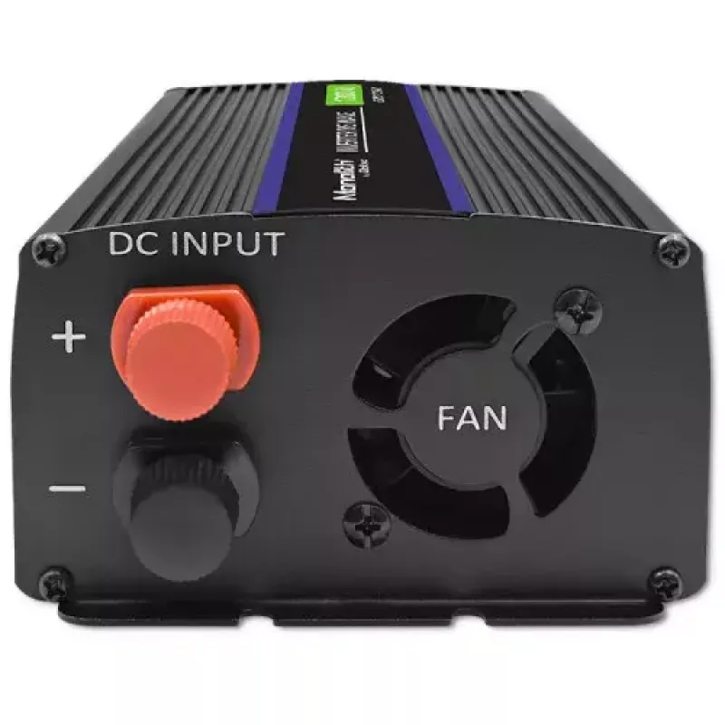 Strāvas invertors QOLTEC Monolith 600 W — 12 V uz 230 V, USB PD 18 W, auto/telpām, melns