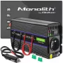 Strāvas invertors QOLTEC Monolith 600 W — 12 V uz 230 V, USB PD 18 W, auto/telpām, melns