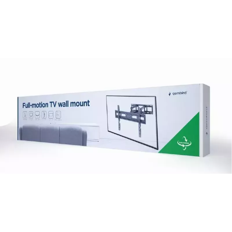 Gembird WM-80ST-03 televizora sienas turētājs, noliecams un pagriežams, 37-80 collas, 40 kg, melns