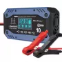 Automātiskais bateriju lādētājs QOLTEC 52482 12/24 V 5/10 A ar LCD displeju un F tipa kontaktdakšu