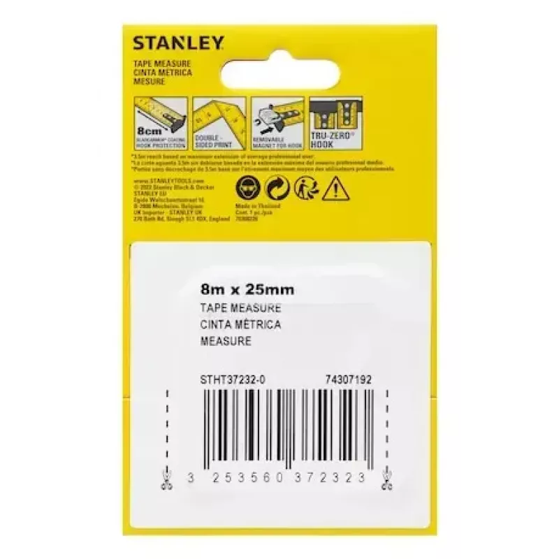 Mērlente Stanley STHT37232-0 8 m Melna Dzeltena