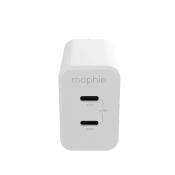 mophie Accessories sienas lādētājs USB-C PD DUAL 45W GaN balts EU (2xUSB-C)