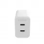 mophie Accessories sienas lādētājs USB-C PD DUAL 45W GaN balts EU (2xUSB-C)