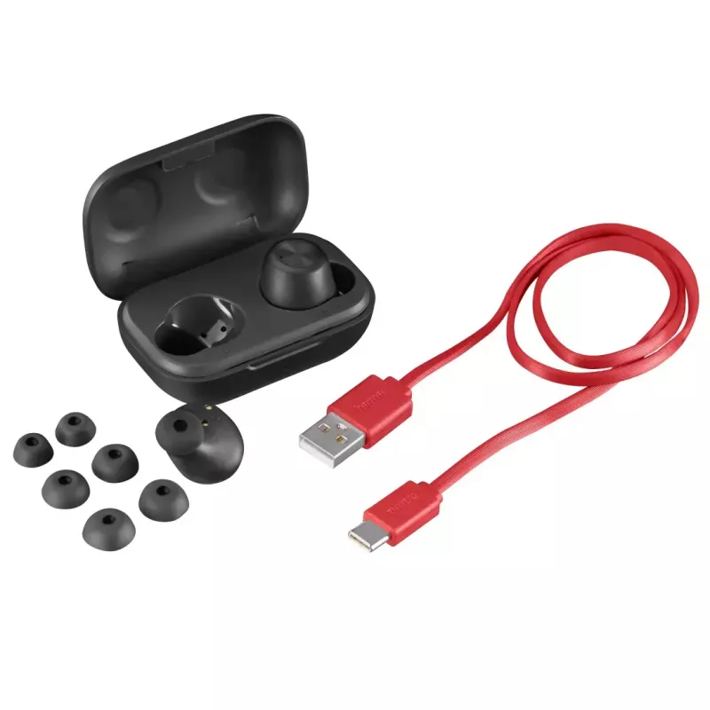Hama Passion Chop TWS austiņas, True Wireless, zvanu/mūzikas, USB-C Bluetooth, pelēks/melns