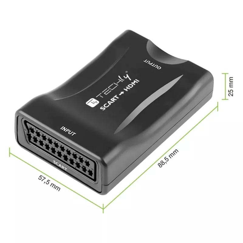 Techly IDATA SCART-HDMI3 Euro SCART uz HDMI AV pārveidotājs, 720p/1080p