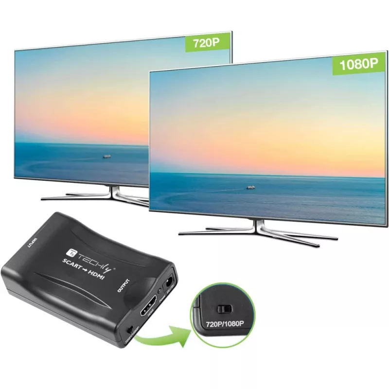 Techly IDATA SCART-HDMI3 Euro SCART uz HDMI AV pārveidotājs, 720p/1080p