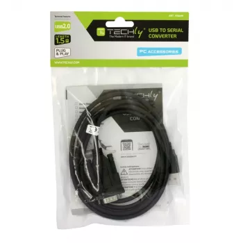 Seriālais kabelis Techly IDATA-USB2-SER-1 Melns 1.5m USB Type-A DB-9