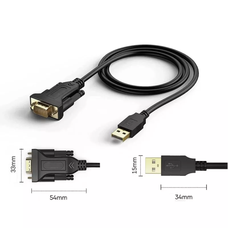 Seriālais kabelis Techly IDATA-USB2-SER-1 Melns 1.5m USB Type-A DB-9