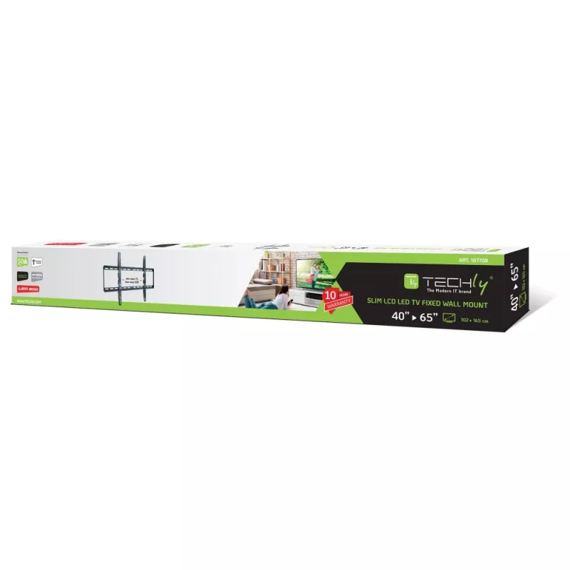 Techly ICA-PLB 162L televizora sienas stiprinājums, 40-65", 50 kg, plāns 28 mm